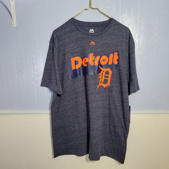 Majestic Men's Steele Gray Detroit Shortsleeve Baseball Tee Multiple Sizes - Picture 1 of 7